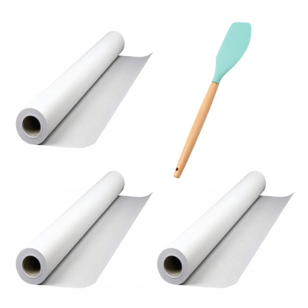 10m Non-Stick Grease - Proof Baking Paper - 3 Pack and Silicone Spatula