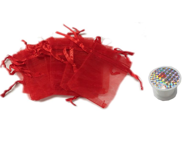 BEAD COOL - Bulk Gift Bag - 7 by 9cm RED Organza 100 pcs and Gut