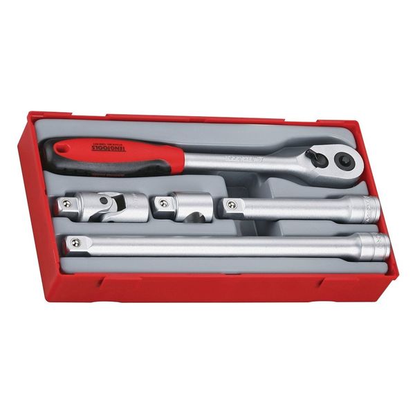 TengTools - 1/2" Drive Ratchet &amp; Accessories Tray, 5 Piece - TT1205