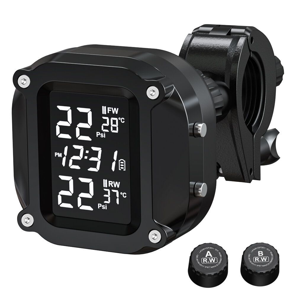 Motorcycle Tire Pressure Monitoring System with Temperature Alarm Sensor