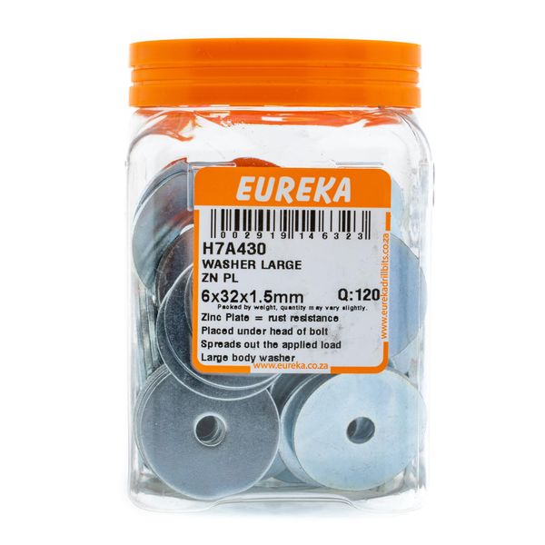 EUREKA Large Body Washer Zinc Plated 6 x 32 x 1.5mm Q:120 H7A430
