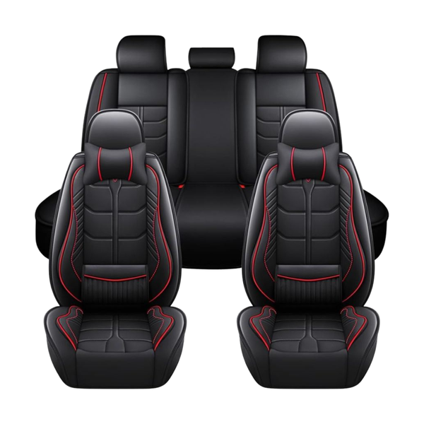Car Seat Covers - 5 Piece, PU Leather, Headrests