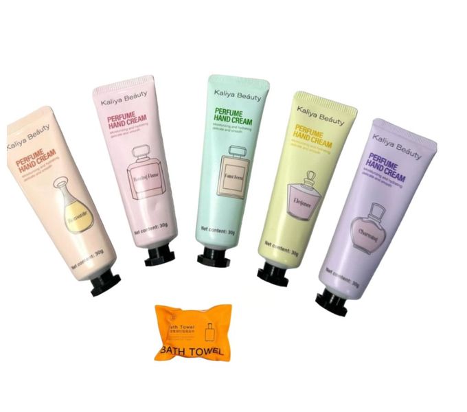 KB Perfumed Hand Cream 5 X 30g &amp; Compressed Travel Towel