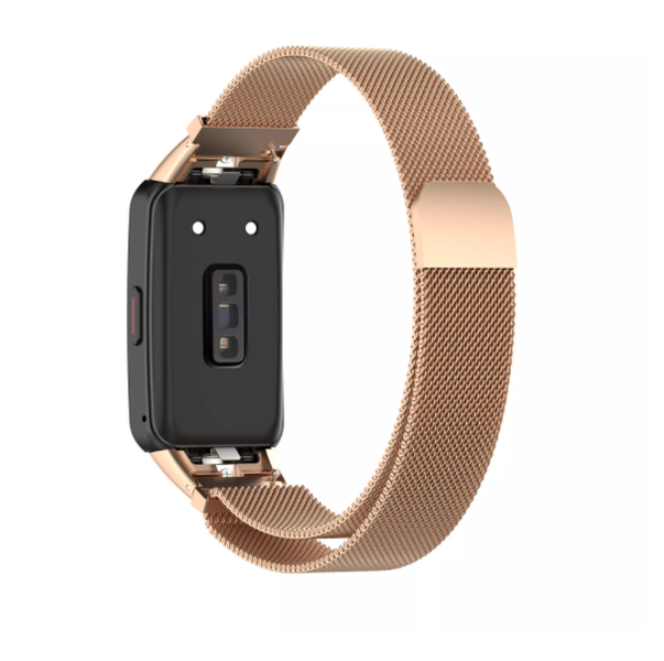 Huawei Band 6 Milanese Stainless Steel Band &amp; Cielo Rosso Cloth - Rose Gold