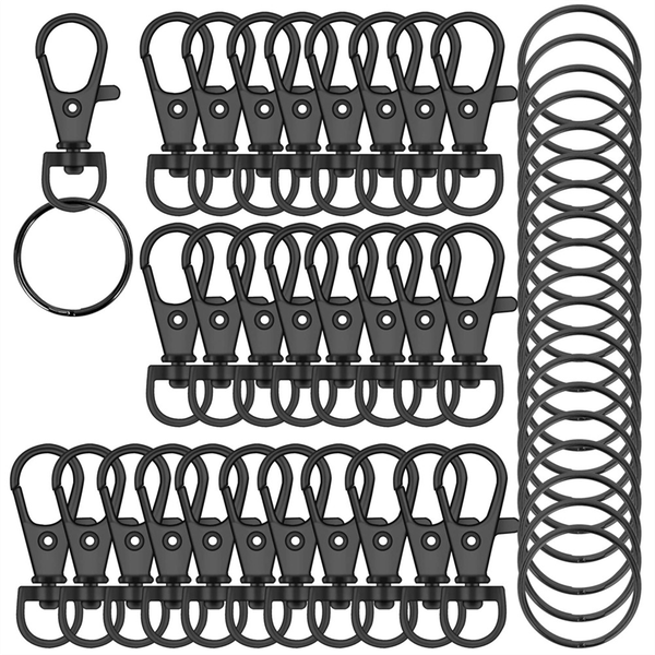 100 Pcs Swivel Snap Hooks with Key Rings Metal Lobster Claw Clasp