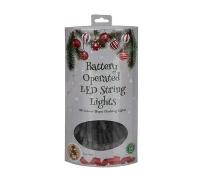 Portable 8m 80-LED Warm White Christmas Lights - Battery-Powered Magic