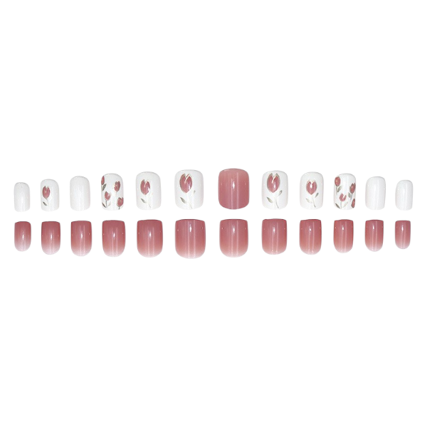 24 Piece Romantic Rose Blush Press-On Nails Set - Pink
