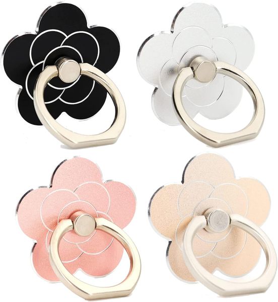 4PCS Cell Phone Ring Holder Flower,360 Rotate Metal Finger Ring Socket Grip