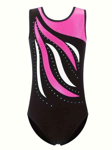 Pink and Black Girls Gymnastics Dance Leotard