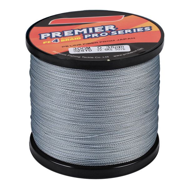 300m 4-Strand PE Braided Line (50lb Grey)