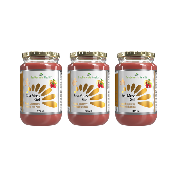 Peach &amp; Raspberry Sea Moss Gel 3-Pack |Plant-Based &amp; Nutrient-Packed