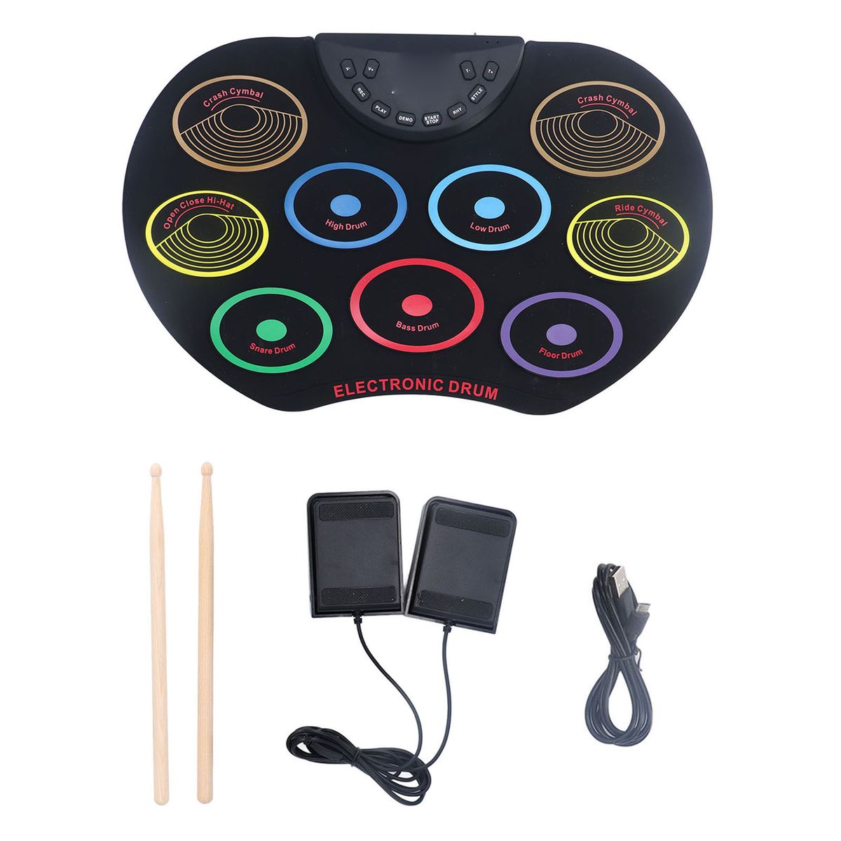 Electronic Drum Set Easy to Play Roll Up Drum Pad Pedals Drum Sticks