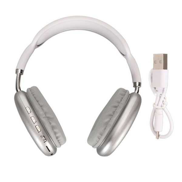 Bluetooth Headphone Deep Bass Support Memory Card Wireless Headset White