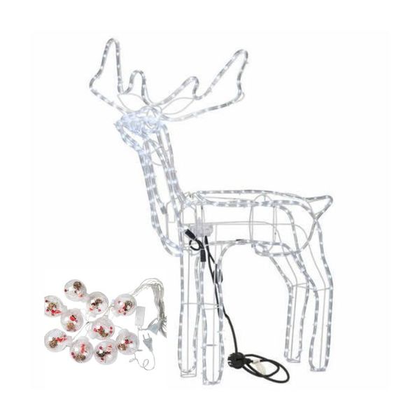 Festive Lighting Set: 1.2m LED Reindeer + Hanging RGB Curtain Lights