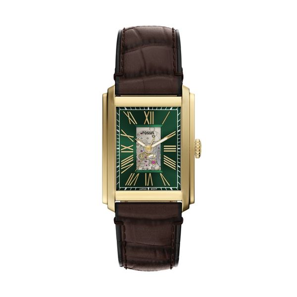 Fossil - Men's Carraway Automatic Croco Leather Watch - Brown