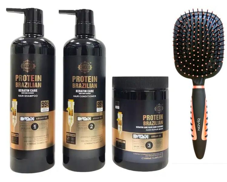 Protein Brazilian Keratin Shampoo/Conditioner/Repair Mask &amp; Noviq Brush