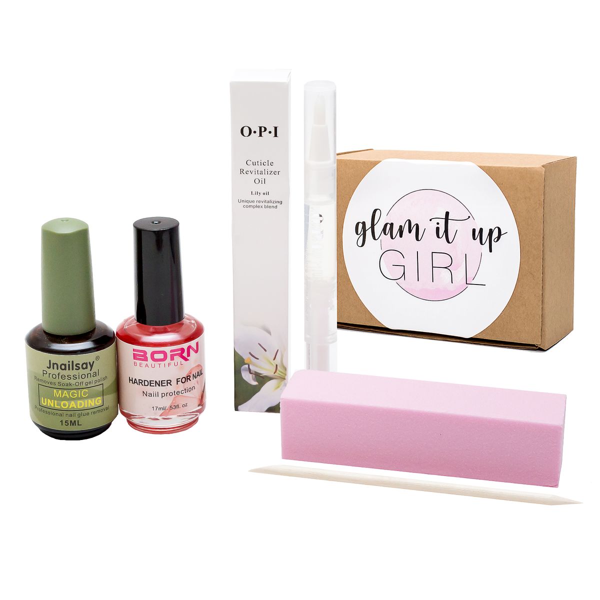 Glam It Up Girl/UV Gel Nail Polish Remover, Hardener, Buffer, Oil&Stick Set  | Buy Online in South Africa 