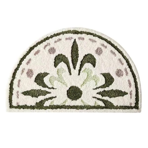 Home Decor Imitated Cashmere Non-Slip Semi Circle Bathroom Mat (60cm)