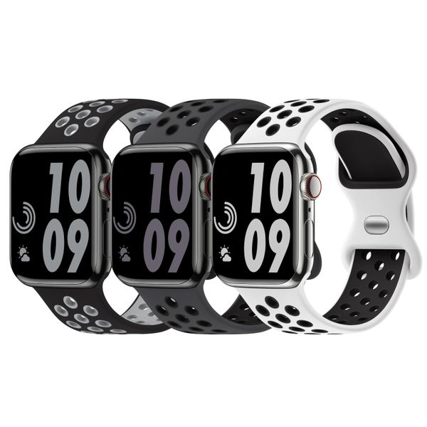 3 Pack Silicone Breathable Bands Compatible with Apple Watch Band 38-42 mm