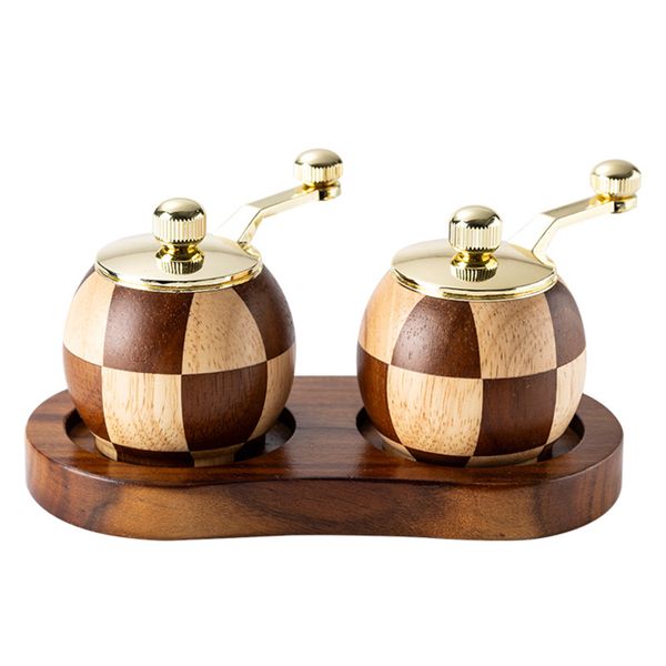 Hand Crank Pepper Grinder Seasoning Jar - Set of 2