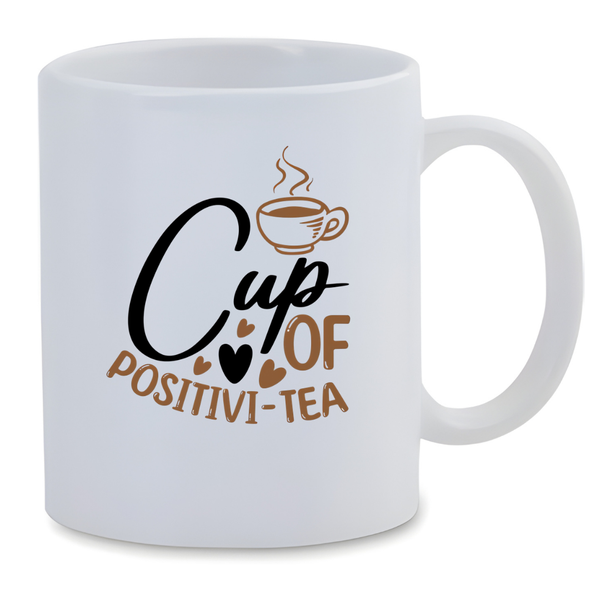 White Ceramic Mug 350ml - Cup Of Positivtea
