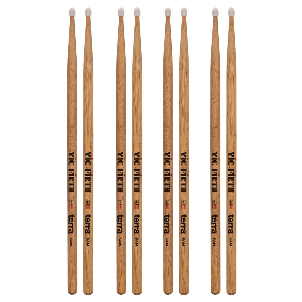 Vic Firth 5AT Terra Series Nylon Tip Drumsticks - 4-Pair Value Pack