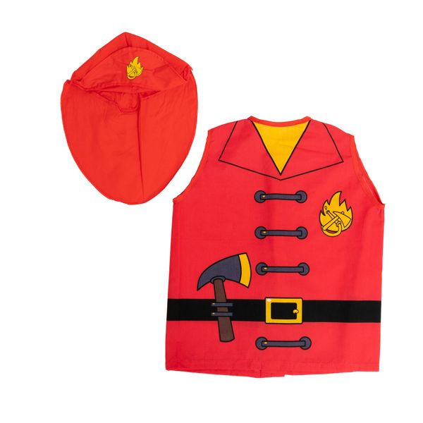 Fireman Role Play Costume with Hat - Vest Design for Kids Dress-Up