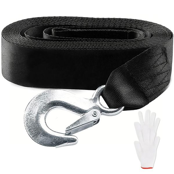 TopikaAuto 4.5T 9T Heavy Duty All Terrain 6m Tow Recovery Strap with Hooks