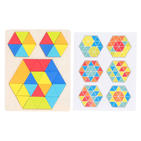 Wooden Hexagonal Puzzles Logic Thinking Hand Eye Coordination Blocks