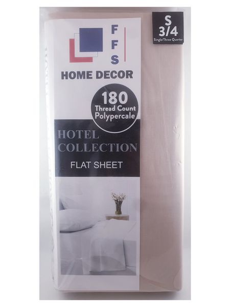 180 Thread Count Polypercale Flat Sheet - Single/Three quarter - Taupe