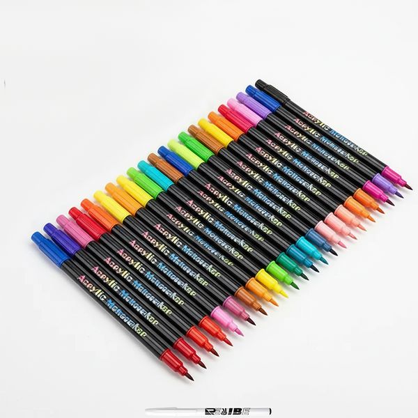 36 Markers (72-Color) Dual-Tip Acrylic Markers: Art Set With ReVibe Pen