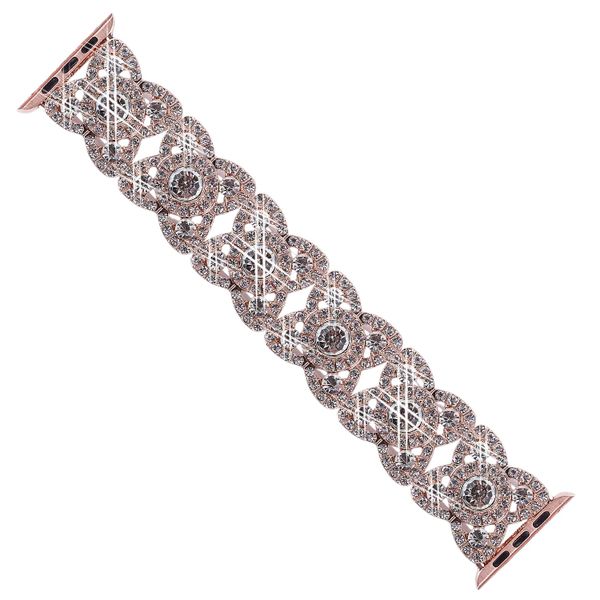 Metal Rhinestone Watch Band Compatible With Apple - Rose Gold