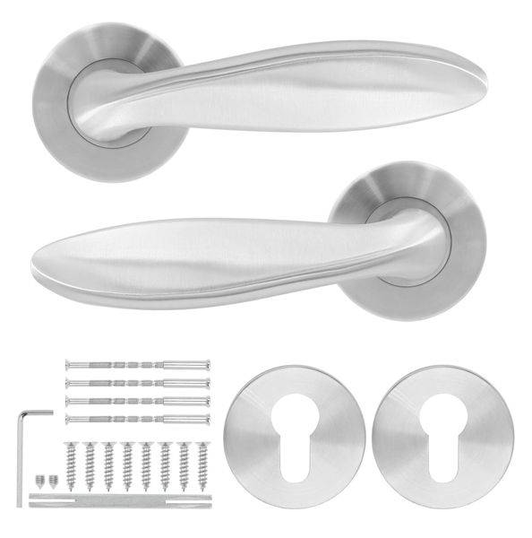 Brushed Chrome Banana Shape SS Door Handle Set