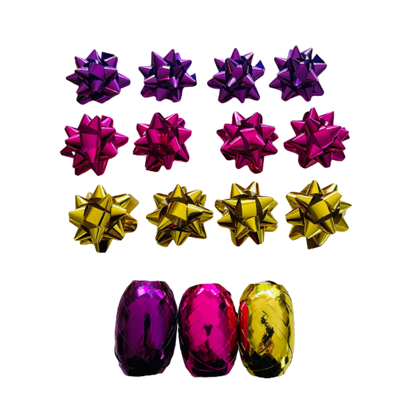 Ribbons &amp; Bows Gift Wrap Set (Purple, Pink &amp; Gold)