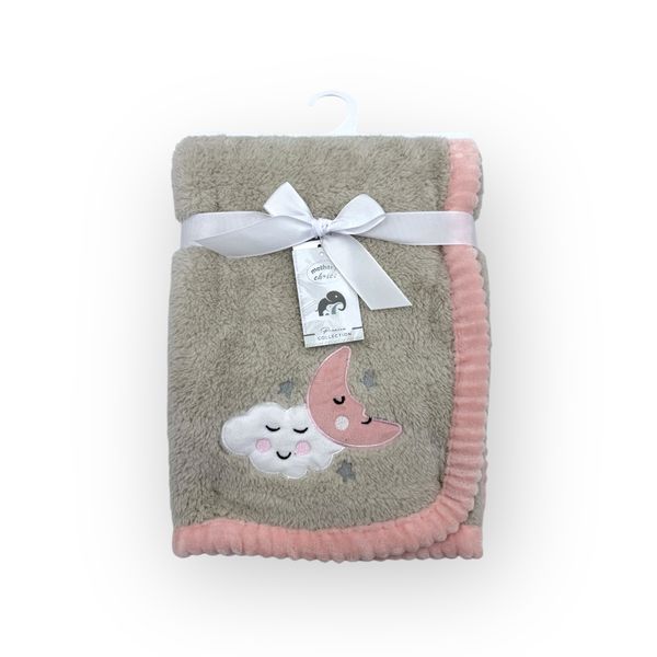 Mothers Choice Super Soft Coral Fleece and Binding Blanket - Moon