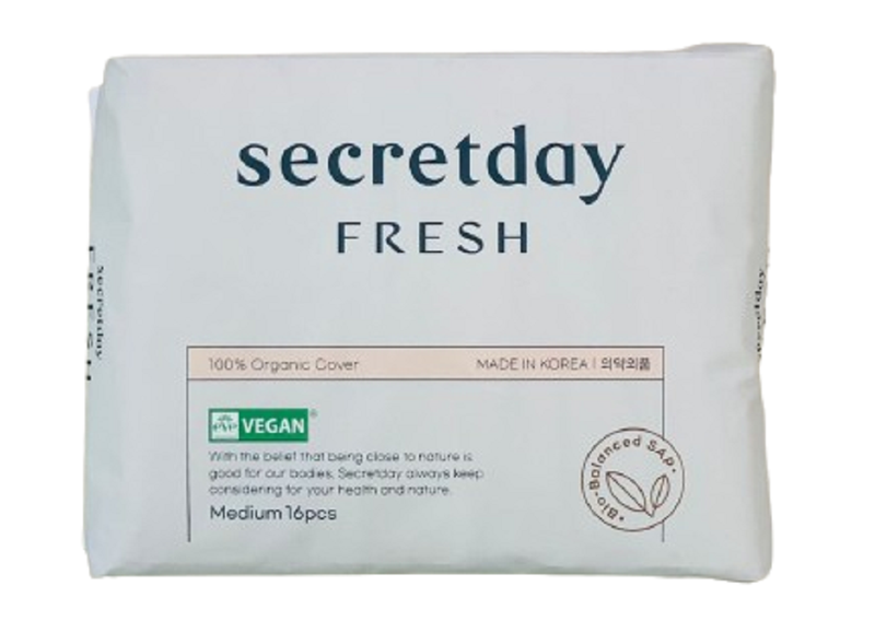Secretday Fresh Organic Sanitary Pad - Medium (245mm) x 16 pads