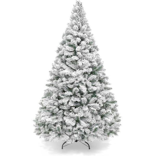 1.8m Snowy Artificial Christmas Tree Easy Assembled Metal Stand 820Branches
