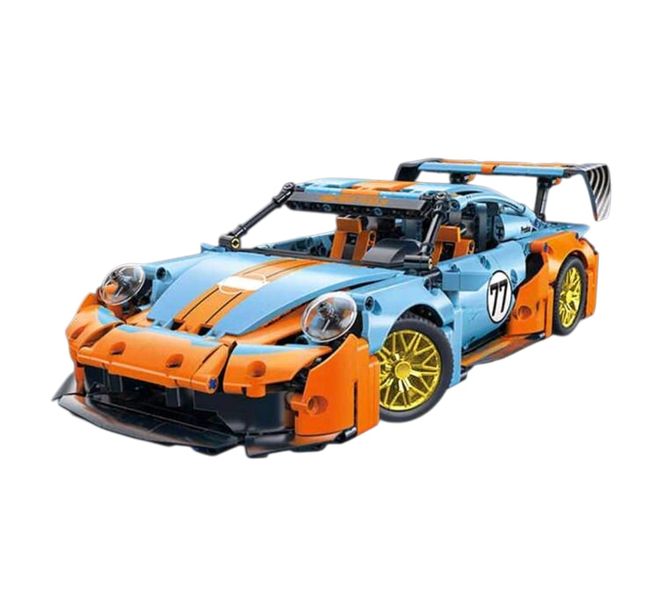 High-Difficulty Supercar Building Set - Orange and Blue - 1500 Pieces