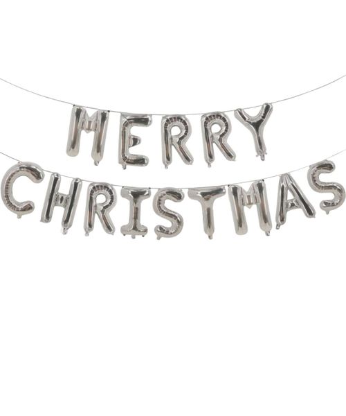 Merry Christmas Balloon Banner - Silver