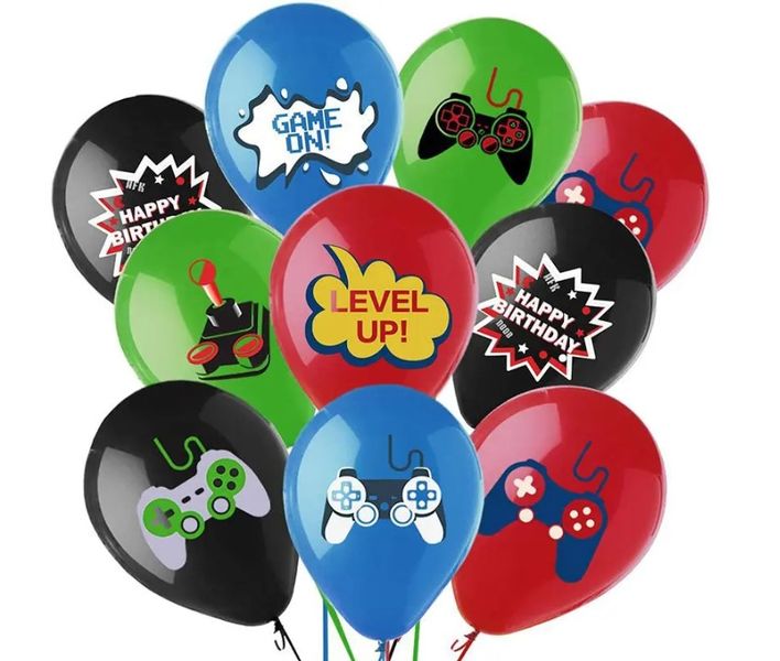 Gaming Themed Latex Balloon Set - 16 Balloons