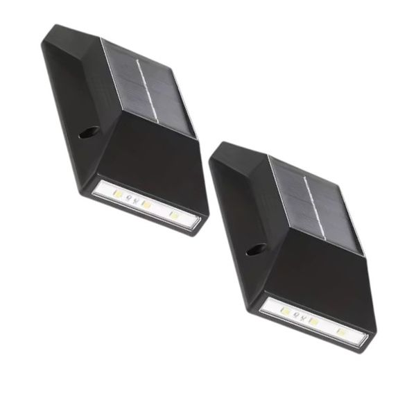 2 Piece Solar Powered Bidirectional Wall Lights With Cool Lighting - Black