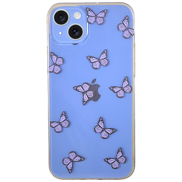 Clear - Phone Case with Purple Butterfly Print - Iphone 14 Pro Max