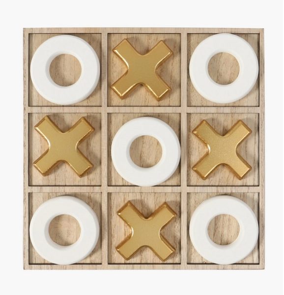 White and Gold Noughts and Crosses Board Game - 23cm