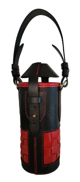 Leather Wine Bottle Carrier - Basket Weave - 24cm to 25cm