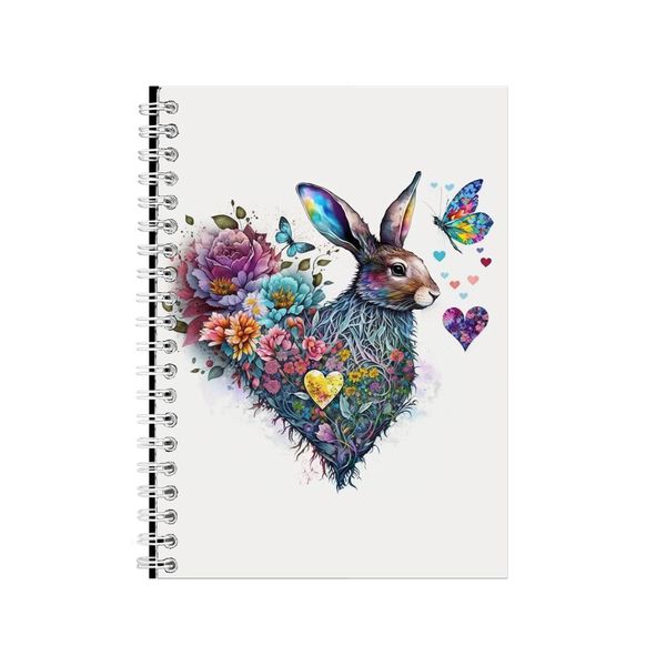 Rabbit Watercolor Heart Notebook Animal Gift Idea Notepad Pad 118
