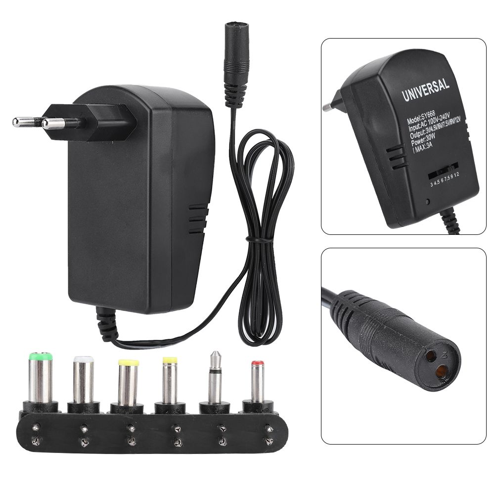 DW Universal Adjustable charger 3V TO 12V 30W 3A Ac Dc Adapter