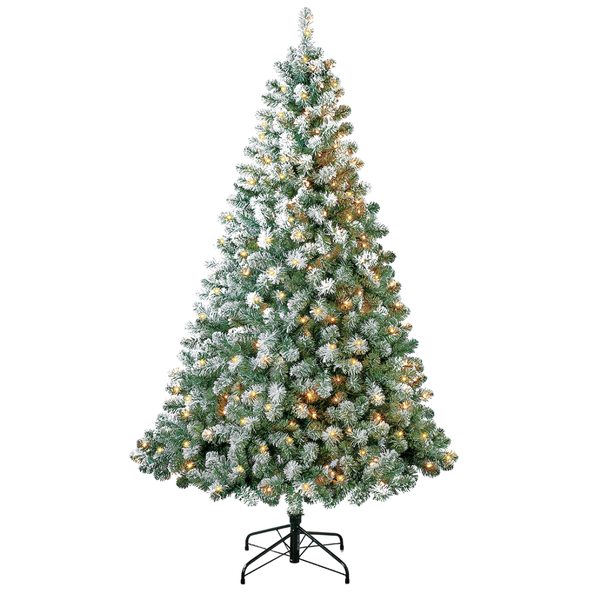 Snowy Oxford Pine: Prelit 210cm Christmas Tree