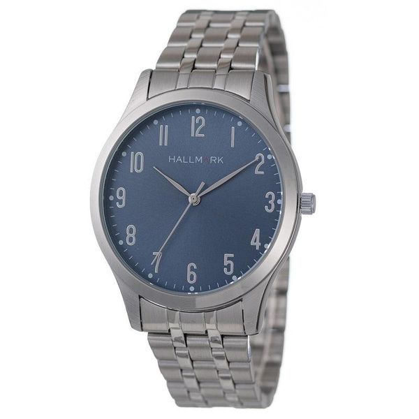 Hallmark Gents Silver Bracelet Blue Dial Watch image