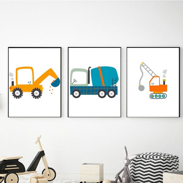 Funky Construction - 40cm x 50cm Canvas -Set Of 3