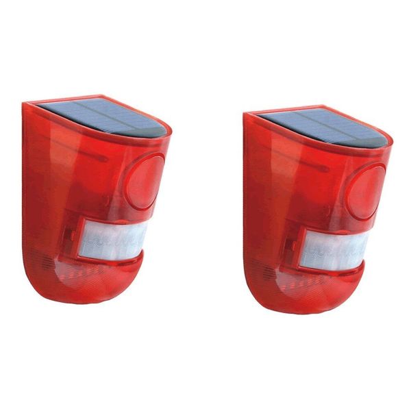 2 Pack Solar Alarm with 6 LED Light Motion Sensor and Siren